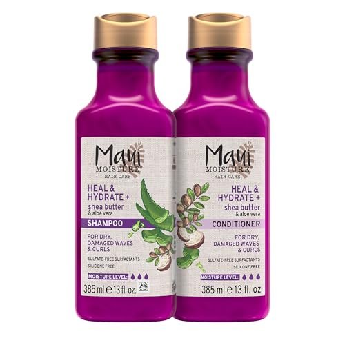 Maui Moisture Heal & Hydrate + Shea Butter Shampoo & Conditioner Bundle for Dry, Damaged Waves & Curls, Silicone-Free, 2 x 13 fl. oz - görsel 2