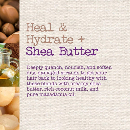 Maui Moisture Heal & Hydrate + Shea Butter Shampoo & Conditioner Bundle for Dry, Damaged Waves & Curls, Silicone-Free, 2 x 13 fl. oz