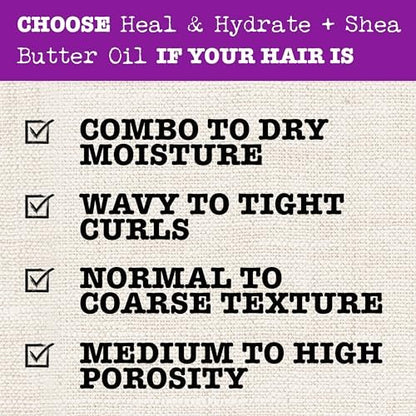 Maui Moisture Heal & Hydrate + Shea Butter Shampoo & Conditioner Bundle for Dry, Damaged Waves & Curls, Silicone-Free, 2 x 13 fl. oz