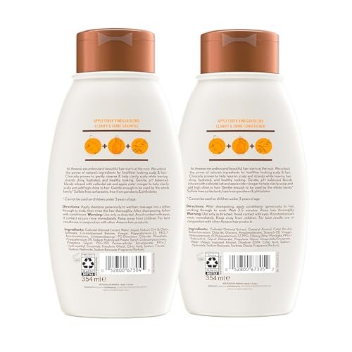 Aveeno Apple Cider Vinegar Shampoo & Conditioner Set – Daily Clarifying & Soothing Scalp Care for Oily & Dull Hair, 2 x 12 fl. oz - görsel 18