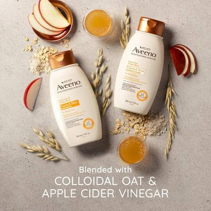Aveeno Apple Cider Vinegar Shampoo & Conditioner Set – Daily Clarifying & Soothing Scalp Care for Oily & Dull Hair, 2 x 12 fl. oz