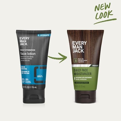 Every Man Jack Daily Face Lotion for Men – Deeply Moisturize & Revive Dry, Tired Skin with Hyaluronic Acid, Aloe Vera & Niacinamide (2.5 oz, 2-Pack) - görsel 3