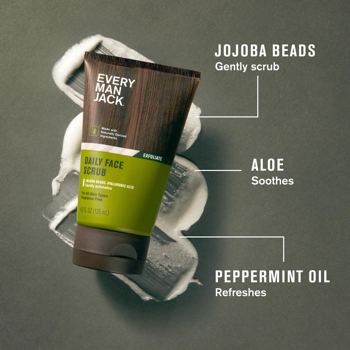 Every Man Jack Gentle Exfoliating Face Scrub for Men - Twin Pack, 4.2 oz Each - Jojoba Beads, Hyaluronic Acid, Caffeine Avelisse