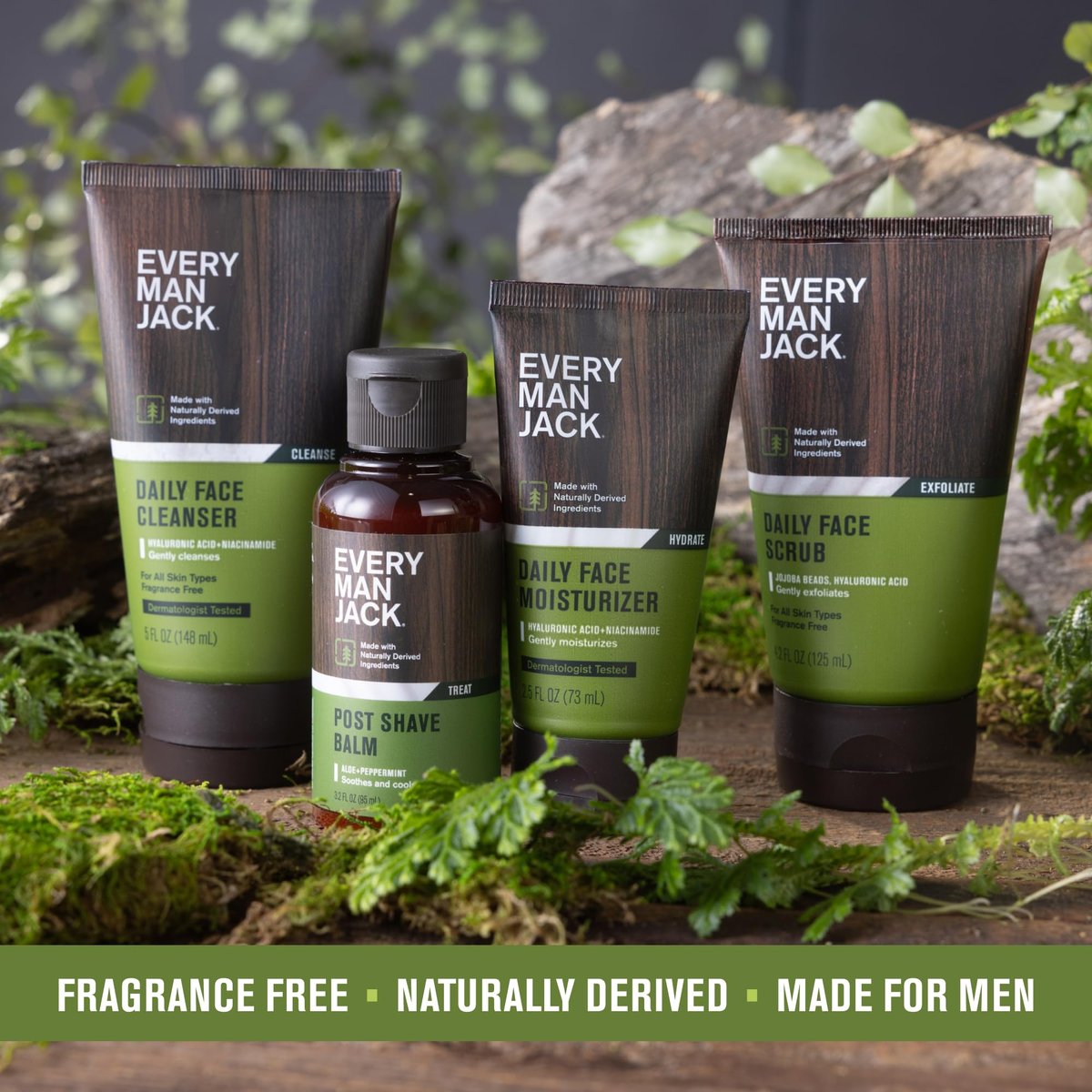 Every Man Jack Gentle Exfoliating Face Scrub for Men - Twin Pack, 4.2 oz Each - Jojoba Beads, Hyaluronic Acid, Caffeine Avelisse