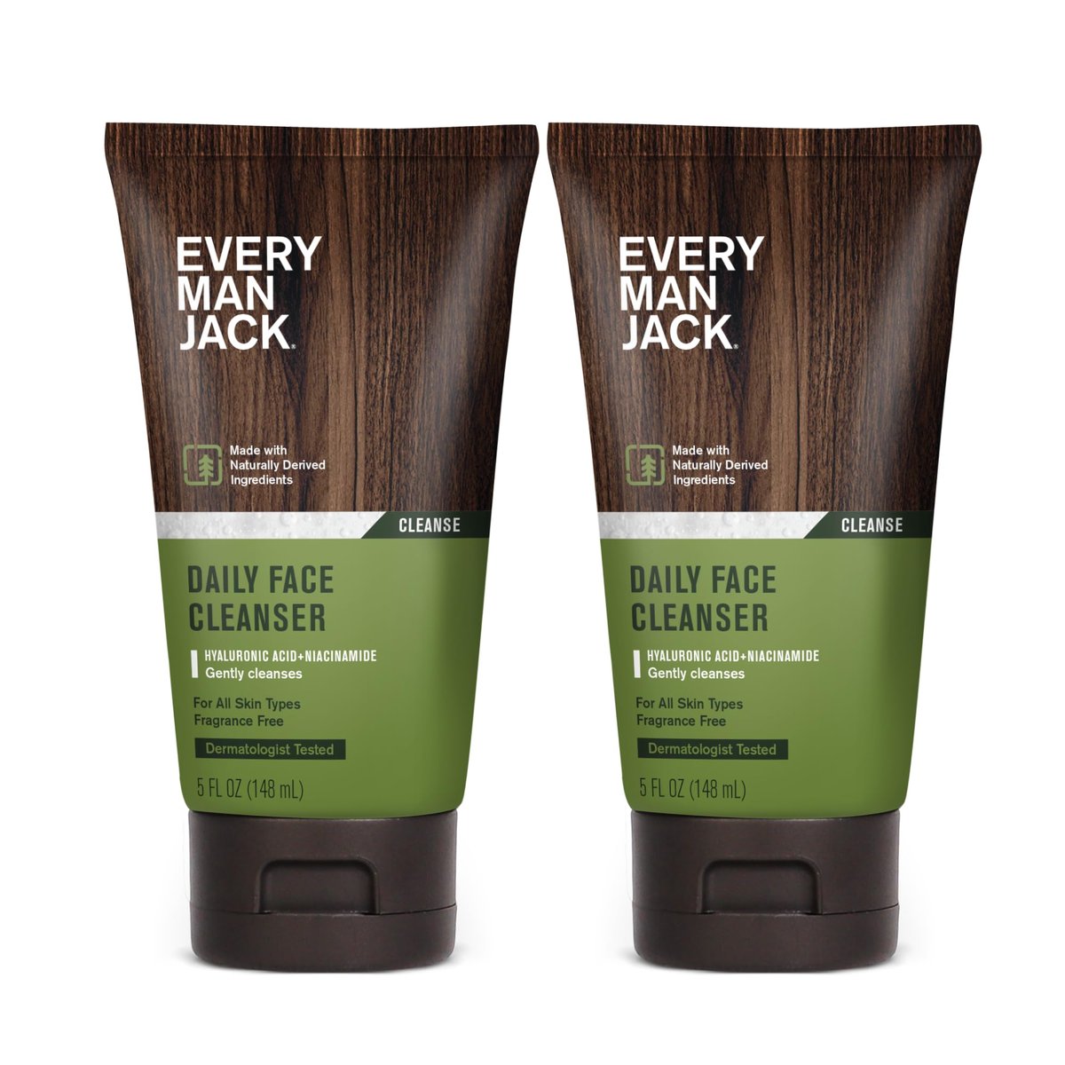 Every Man Jack Hydrating Face Wash for Men with Hyaluronic Acid & Niacinamide – Gently Removes Dirt and Oil, Revives Dry, Dull Skin – 5 fl oz (2 Pack) - görsel 2