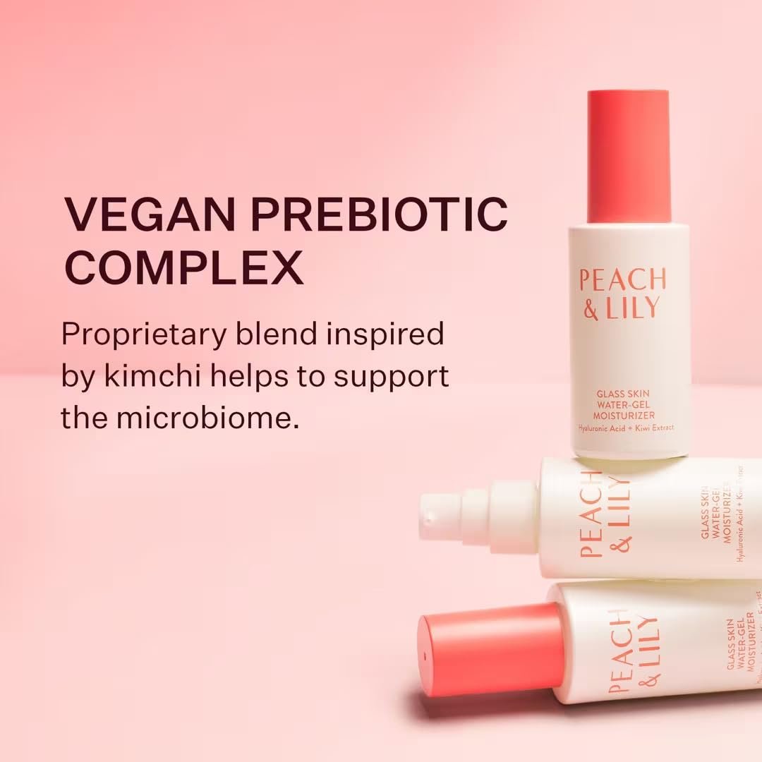 Peach & Lily Glass Skin Water-Gel Moisturizer - Lightweight Hyaluronic Acid Face Moisturizer with Chamomile, Kiwi & Peach - Vegan & Cruelty-Free Korean Beauty Avelisse