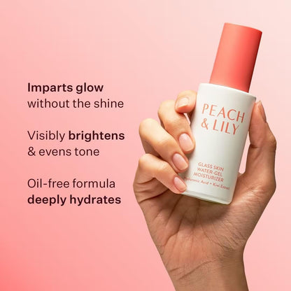 Peach & Lily Glass Skin Water-Gel Moisturizer - Lightweight Hyaluronic Acid Face Moisturizer with Chamomile, Kiwi & Peach - Vegan & Cruelty-Free Korean Beauty Avelisse