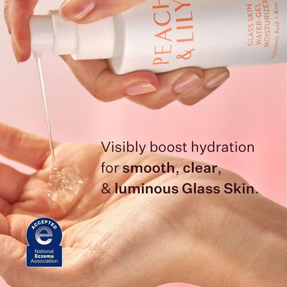 Peach & Lily Glass Skin Water-Gel Moisturizer - Lightweight Hyaluronic Acid Face Moisturizer with Chamomile, Kiwi & Peach - Vegan & Cruelty-Free Korean Beauty Avelisse