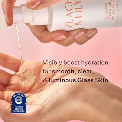 Peach & Lily Glass Skin Water-Gel Moisturizer - Lightweight Hyaluronic Acid Face Moisturizer with Chamomile, Kiwi & Peach - Vegan & Cruelty-Free Korean Beauty Avelisse