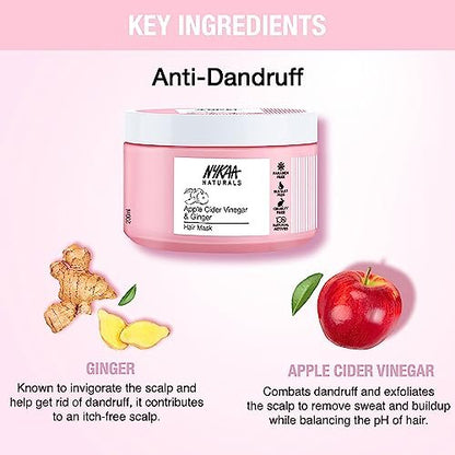 Nykaa Naturals Apple Cider Vinegar & Ginger Hair Mask – Anti-Dandruff, Clarifying Shine Mask for All Hair Types (6.76 oz)