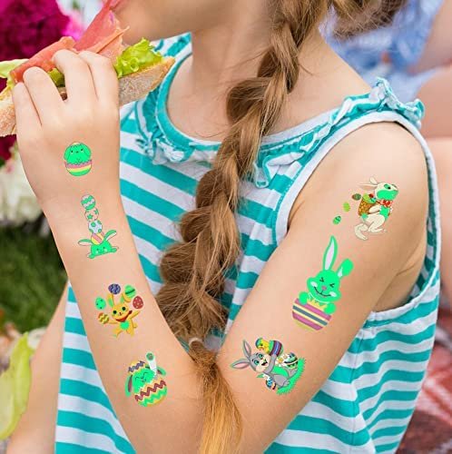 80Pcs Easter Luminous Temporary Tattoos for Kids – Glow in the Dark Easter Basket Party Tattoos - görsel 9