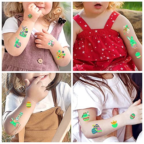 80Pcs Easter Luminous Temporary Tattoos for Kids – Glow in the Dark Easter Basket Party Tattoos - görsel 5