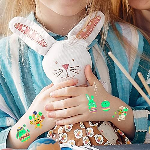 80Pcs Easter Luminous Temporary Tattoos for Kids – Glow in the Dark Easter Basket Party Tattoos - görsel 7