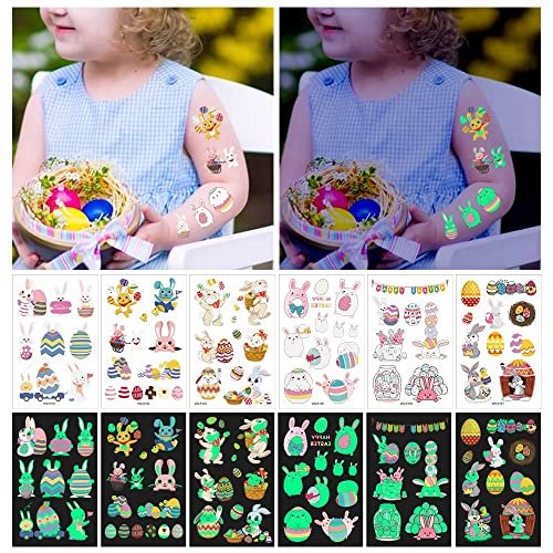 80Pcs Easter Luminous Temporary Tattoos for Kids – Glow in the Dark Easter Basket Party Tattoos - görsel 10