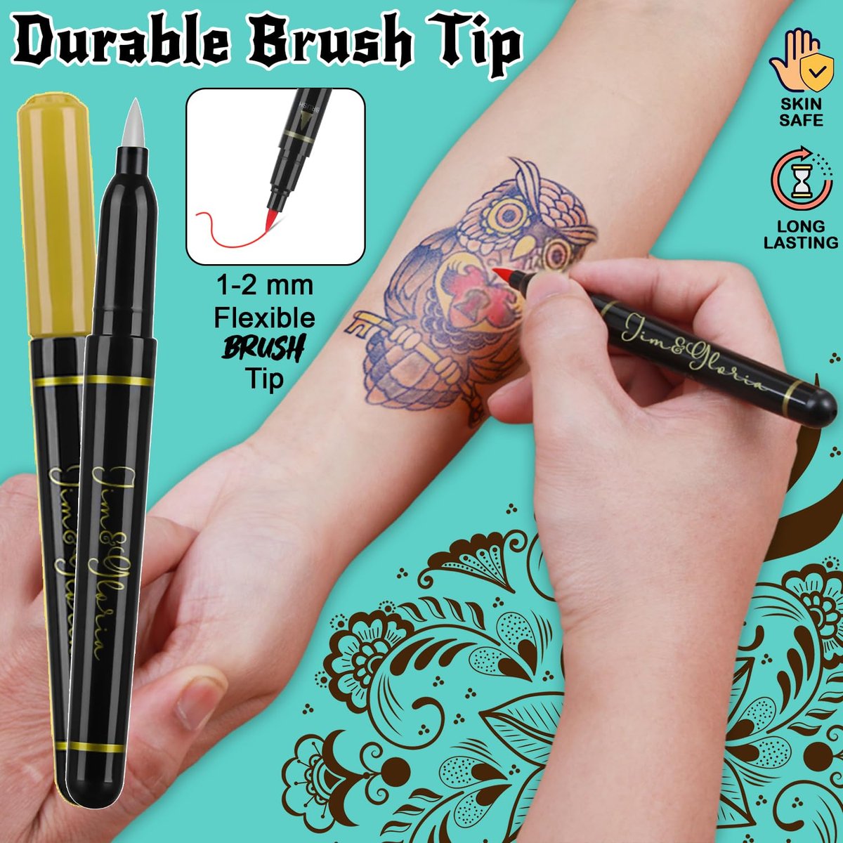 Jim&Gloria 10-Color Temporary Tattoo Pen Set with Gold and Silver - Fake Body Paint Markers for Face Painting, Party Makeup, and Creative Fun - Trendy Gift for Teens and Adults Avelisse