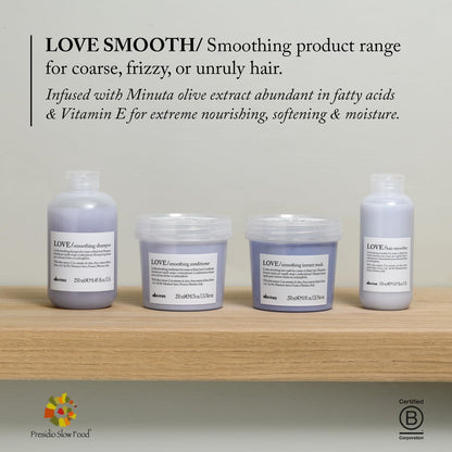 Davines LOVE Smoothing Shampoo – Anti-Frizz, Gentle Cleansing for Wavy & Coarse Hair with Olive Extract, 8.45 oz Avelisse
