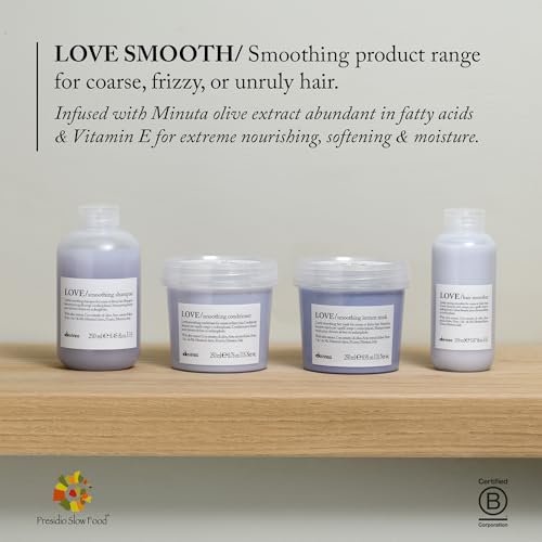 Davines LOVE Smoothing Shampoo – Anti-Frizz, Gentle Cleansing for Wavy & Coarse Hair with Olive Extract, 8.45 oz Avelisse