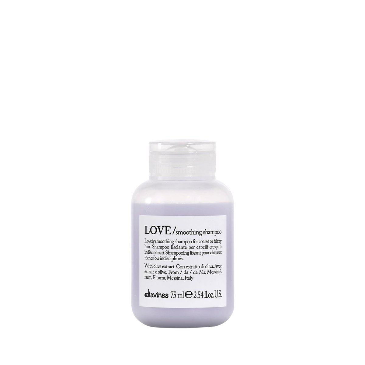 Davines LOVE Smoothing Shampoo – Anti-Frizz Gentle Cleansing for Wavy, Unruly, Coarse Hair with Olive Extract, Travel Size 2.54 Fl Oz Avelisse
