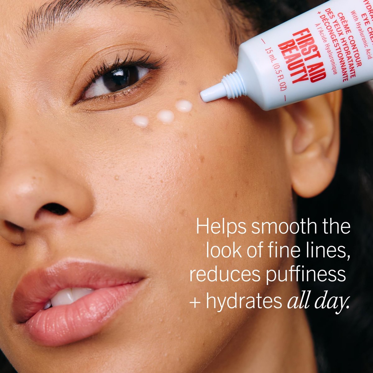 First Aid Beauty Hydrating Eye Cream with Hyaluronic Acid - 24-Hour Moisture, Smooths Fine Lines & Puffiness, Safe for Sensitive Skin, 0.5 oz - görsel 5