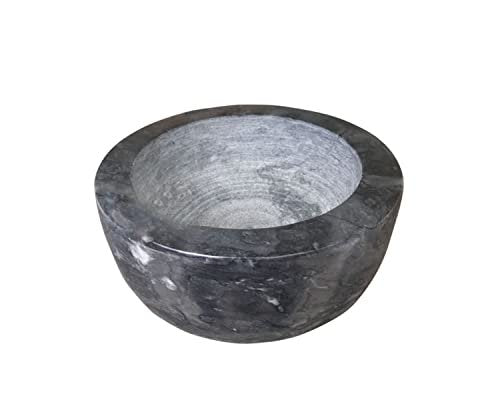 Yepmlrt Handcrafted Black Marble Shaving Bowl - Lather Mug with Interior Grooves for Rich Shaving Soap Lather - görsel 2