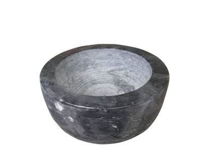 Yepmlrt Handcrafted Black Marble Shaving Bowl - Lather Mug with Interior Grooves for Rich Shaving Soap Lather