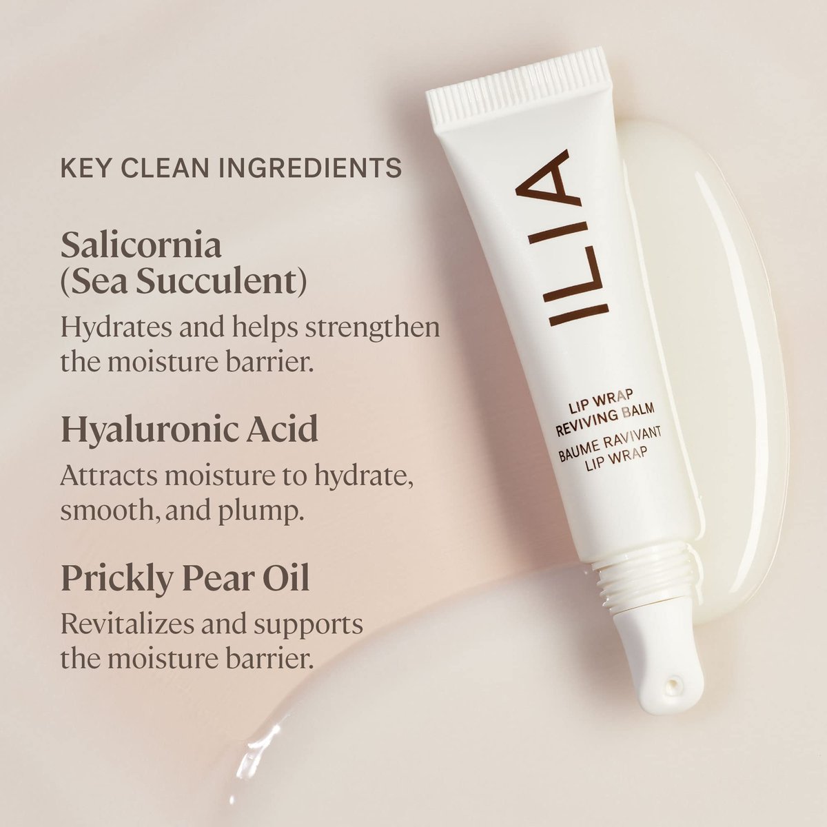 ILIA Lip Wrap Reviving Balm – Hydrating, Smoothing, Plumping Lip Treatment with Hyaluronic Acid & Sea Succulent (Lucid Clear, 0.23 oz) Avelisse