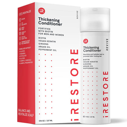iRESTORE Biotin Hair Conditioner for Damaged Dry Hair - Volumizing & Thickening Conditioner with Ginseng & Argan Oil, Moisturizing for Fine Hair Growth, Pairs with Hair Loss Shampoo Avelisse
