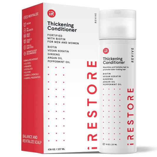 iRESTORE Biotin Hair Conditioner for Damaged Dry Hair - Volumizing & Thickening Conditioner with Ginseng & Argan Oil, Moisturizing for Fine Hair Growth, Pairs with Hair Loss Shampoo Avelisse
