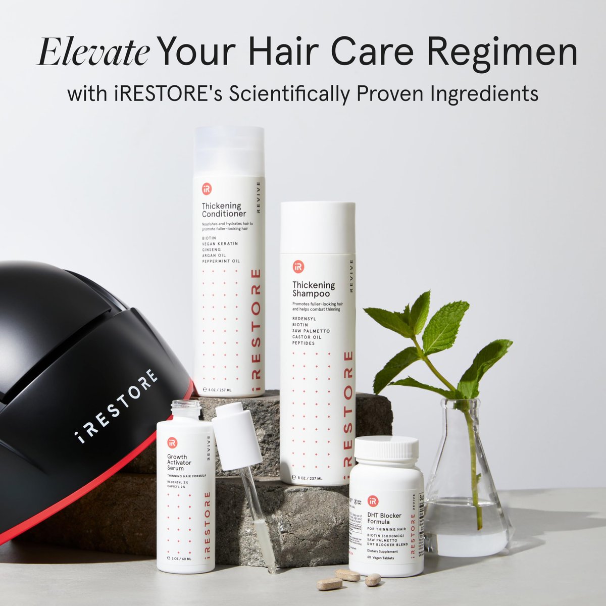 iRESTORE Biotin Hair Conditioner for Damaged Dry Hair - Volumizing & Thickening Conditioner with Ginseng & Argan Oil, Moisturizing for Fine Hair Growth, Pairs with Hair Loss Shampoo Avelisse