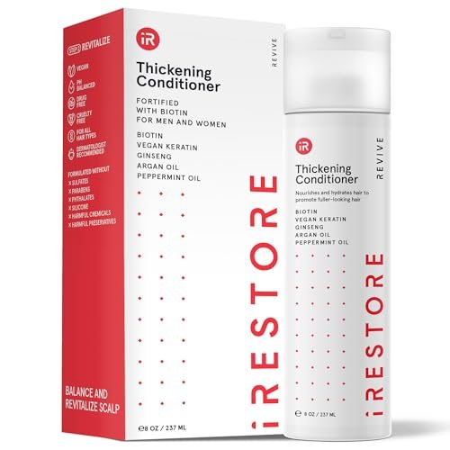 iRESTORE Biotin Hair Conditioner for Damaged Dry Hair - Volumizing & Thickening Conditioner with Ginseng & Argan Oil, Moisturizing for Fine Hair Growth, Pairs with Hair Loss Shampoo Avelisse
