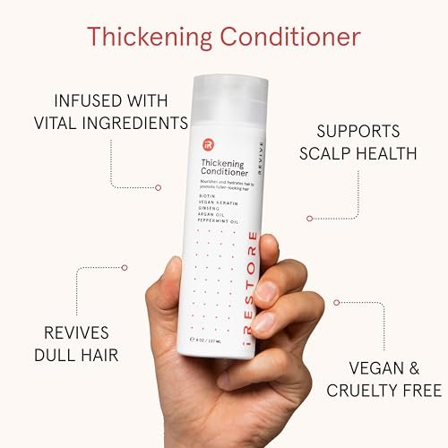 iRESTORE Biotin Hair Conditioner for Damaged Dry Hair - Volumizing & Thickening Conditioner with Ginseng & Argan Oil, Moisturizing for Fine Hair Growth, Pairs with Hair Loss Shampoo Avelisse