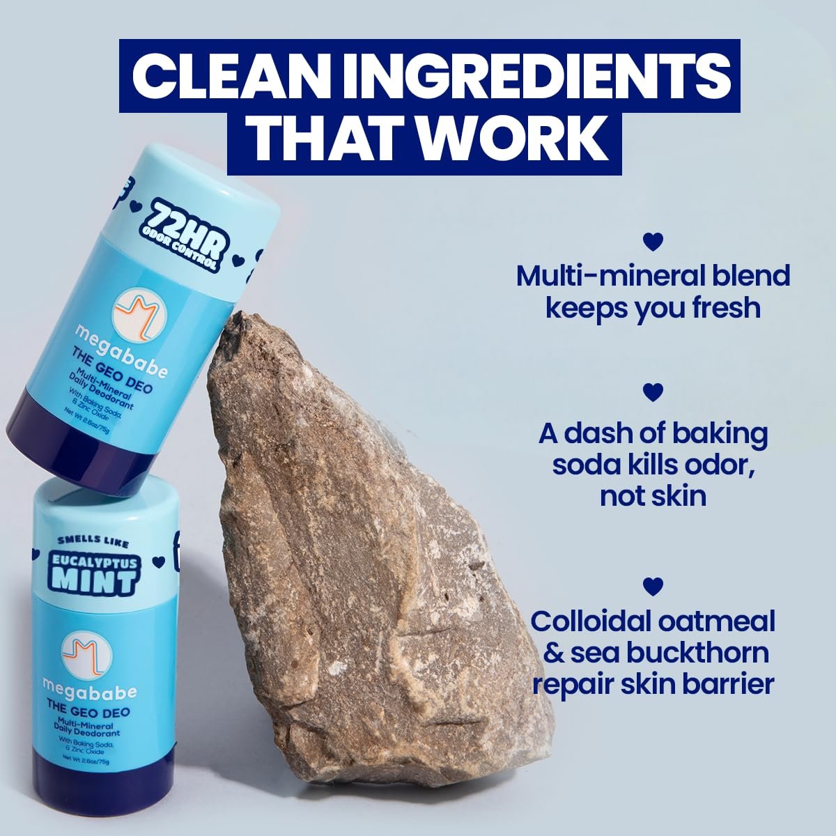 Megababe Daily Deodorant - The Geo Deo with 72-Hour Odor Protection, Aluminum-Free, All Natural, 2.6 oz - görsel 2