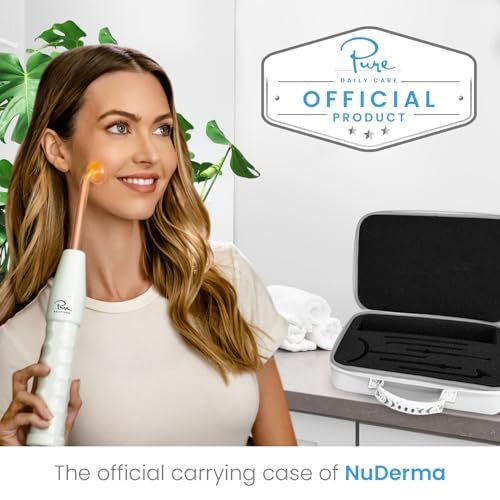 NuDerma Official Carrying Case for High Frequency Wand – Padded Travel Storage for All Attachments, Compatible with All NuDerma Models, Gray Canvas Avelisse