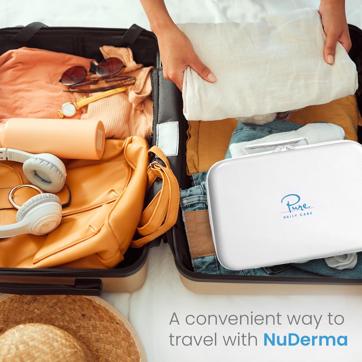 NuDerma Official Carrying Case for High Frequency Wand – Padded Travel Storage for All Attachments, Compatible with All NuDerma Models, Gray Canvas Avelisse