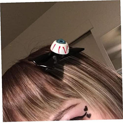 Ruluti 2pcs Eyeball Hair Bow Hair Clip Punk Bow Barrettes Hair Accessories for Girls Gift (Black)