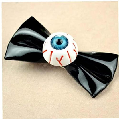 Ruluti 2pcs Eyeball Hair Bow Hair Clip Punk Bow Barrettes Hair Accessories for Girls Gift (Black)