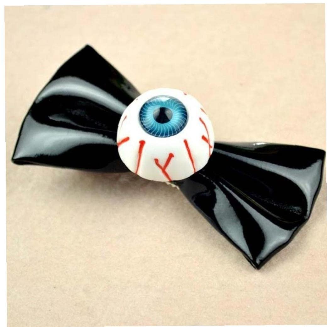 Ruluti 2pcs Eyeball Hair Bow Hair Clip Punk Bow Barrettes Hair Accessories for Girls Gift (Black) - görsel 3