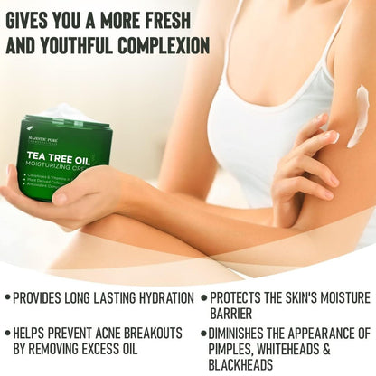 Majestic Pure Tea Tree Oil Moisturizing Cream - 16 oz - Face, Body & Foot Moisturizer with Ceramides, Vitamins A & E, Vegan Collagen for Dry & Oily Skin, Wrinkles Avelisse