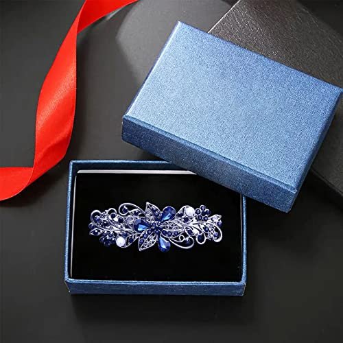 4 PCS Flower Crystal Rhinestone Hair Barrettes for Women - Pearl Spring Clip Ponytail Holders, Fashion Hair Accessories for Daily Wear (Blue, Gold) - görsel 12