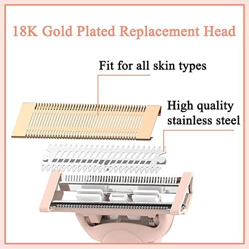 Flawless Nu Razor Replacement Heads – Rose Gold Plated Stainless Steel (2-Pack) for Finishing Touch Women's Razor - görsel 5