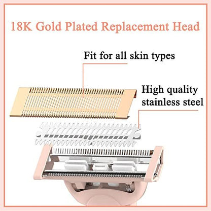 Flawless Nu Razor Replacement Heads – Rose Gold Plated Stainless Steel (2-Pack) for Finishing Touch Women's Razor