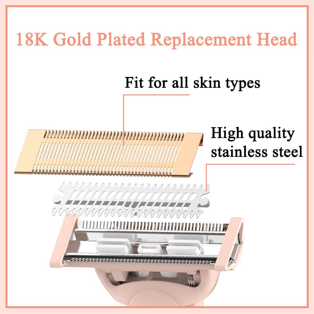 Flawless Nu Razor Replacement Heads – Rose Gold Plated Stainless Steel (2-Pack) for Finishing Touch Women's Razor - görsel 6