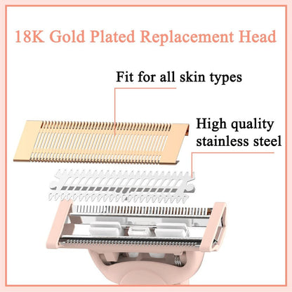 Flawless Nu Razor Replacement Heads – Rose Gold Plated Stainless Steel (2-Pack) for Finishing Touch Women's Razor