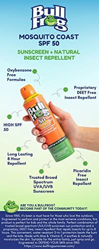Bullfrog Mosquito Coast Sunscreen SPF 50 + Insect Repellent Continuous Spray, 5.5 oz (2-Pack) Avelisse