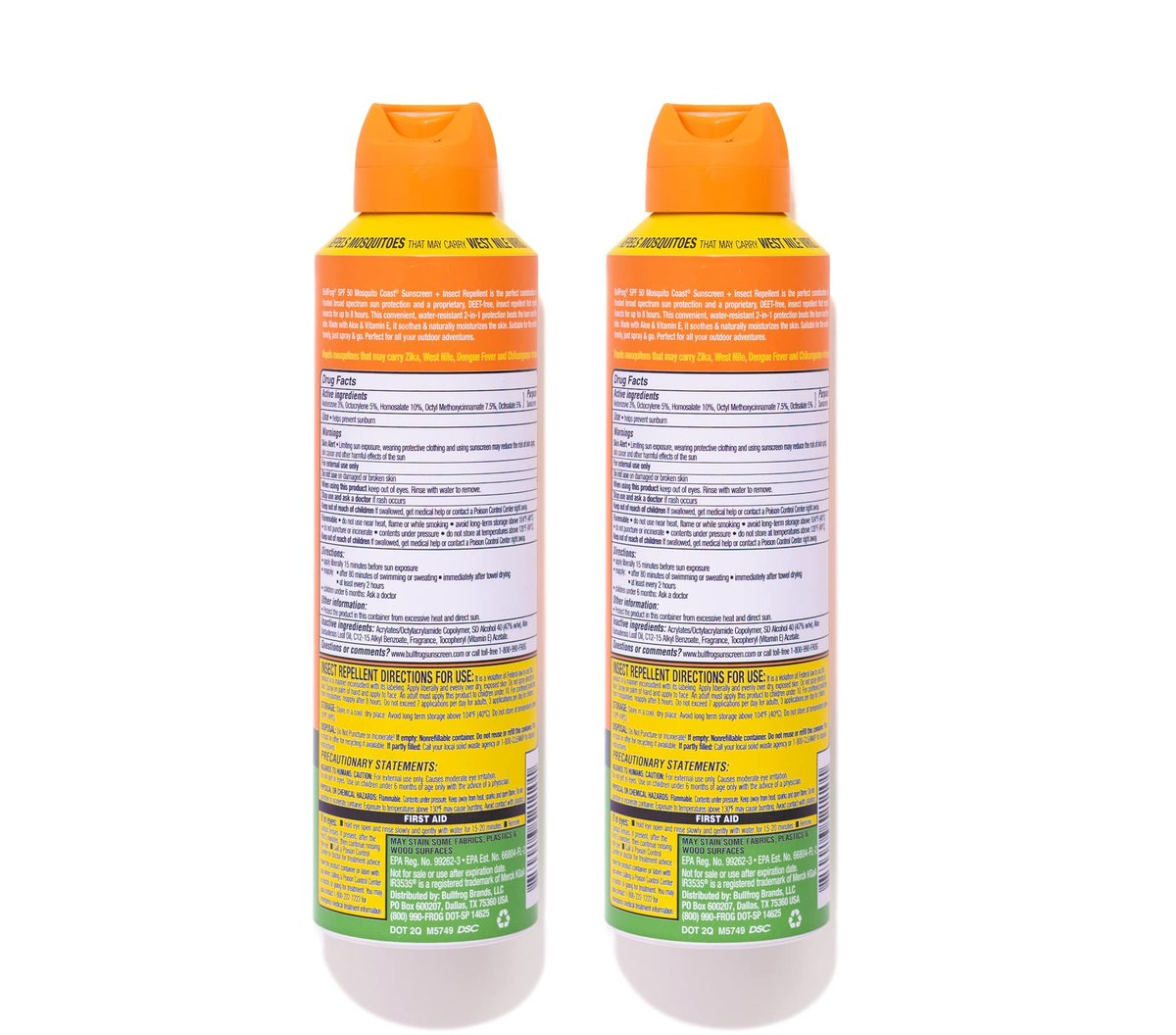 Bullfrog Mosquito Coast Sunscreen SPF 50 + Insect Repellent Continuous Spray, 5.5 oz (2-Pack) Avelisse