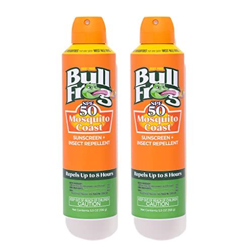 Bullfrog Mosquito Coast Sunscreen SPF 50 + Insect Repellent Continuous Spray, 5.5 oz (2-Pack) Avelisse