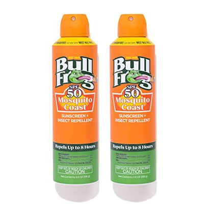 Bullfrog Mosquito Coast Sunscreen SPF 50 + Insect Repellent Continuous Spray, 5.5 oz (2-Pack) Avelisse