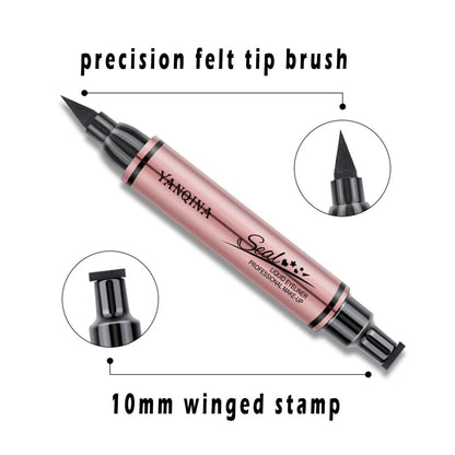 Jumbo Dual Ended Eyeliner: Liquid Black Cat Eye Stamp & Liner Pen – Waterproof & High-Capacity
