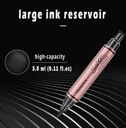 Jumbo Dual Ended Eyeliner: Liquid Black Cat Eye Stamp & Liner Pen – Waterproof & High-Capacity