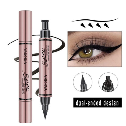 Jumbo Dual Ended Eyeliner: Liquid Black Cat Eye Stamp & Liner Pen – Waterproof & High-Capacity
